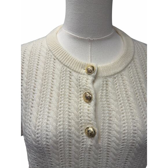Derek Lam 10 Crosby Shea Pointelle-Knit Button Front Top - Picture 7 of 10